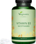 Vitamin B3 Nicotinamide VegaveroÃƒâ€šÃ‚Â® | 500 mg | Flush Free Niacinamide | NO ADDITIVES | 180 Vegan Capsules
