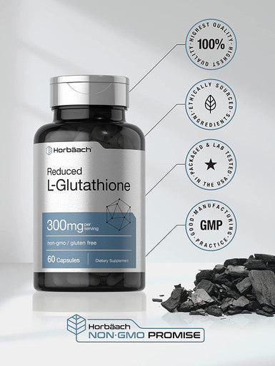 L-Glutathione | 300mg | 60 Capsules | Non-GMO & Gluten Free Supplement | Reduced Form | by Horbaach
