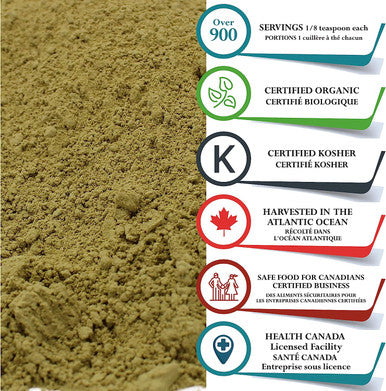 Foothills Naturals Kelp Powder Organic - 1 Pound / 454g Canadian 900+ Doses