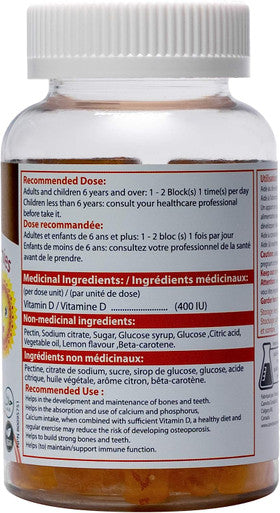 Canvita Halal&Vegan Vitamin D 400IU for Kids All-in-One for Immunity Normal Growth and Development of Bones and Teeth with Vegan Ingredients and GMP-Approved Delicious Chewable Gummy