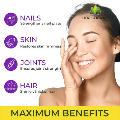 HERBALICIOUS Biotin Vitamins With Collagen, Keratin & Saw Palmetto For Women And Men - Biotin 10000 Mcg Hair Skin Nails Supplement For Hair, Skin, And Nails Wellness - Made In Usa, 120 Capsules