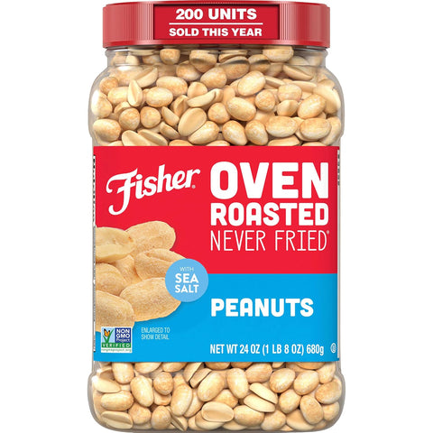 Fisher Oven Roasted Never Fried Deluxe Mixed Nuts, 24 Ounces | Pack Of 1, Almonds, Cashews, Pecans, Pistachios, Healthy Snacks For Adults, Made With Sea Salt, No Added Oil, Gluten Free