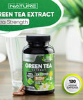 Built Nature Green Tea Extract Pills - Powerful Antioxidant Supplement - 98% Standardized Egcg 1000Mg For Natural Energy With Polyphenols - Gentle Caffeine - 120 Capsules