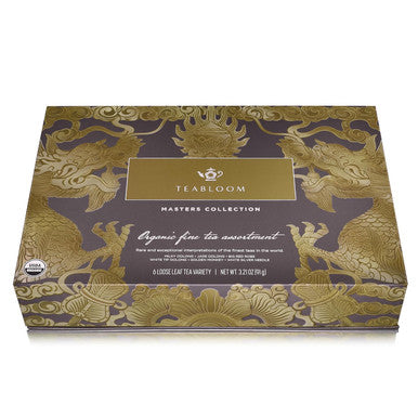 Teabloom Masters Collection - Six Rare Single-Origin Organic Loose Leaf Teas - Milky Oolong White Silver Needle Big Red Robe Golden Monkey Jade Oolong and White Tip Oolong