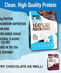 Wild Society - Premium 100% Grass Fed Whey Protein Powder + Superfood Mushrooms & Adaptogens - 25G Protein Clean Protein Powder 0 Added Sugar Non Gmo Gluten - Vanilla Bean 17.5 Oz