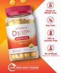 Carlyle Vitamin D3 Gummies | 1000 IU (25 mcg) | 30 Count | Vegetarian, Non-GMO, and Gluten Free Formula | Natural Pineapple Flavor