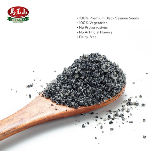 GREENMAX Black Sesame Powder 10.6oz (300g) | Premium Roasted Black Sesame Drink Mix | Vegan, No Preservatives, Nutrient-Rich Superfood from Taiwan