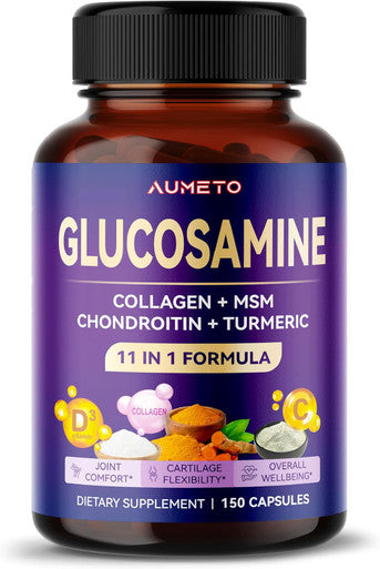 Aumeto Glucosamine Enhanced Formula with MSM Chondroitin Turmeric Collagen- for Joint Comfort Cartilage Flexibility - Made in The US