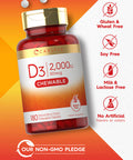 Carlyle Chewable Vitamin D3 2000 Iu (50Mcg) Tablets | 180 Count | Natural Berry Flavor | Vegetarian, Non-Gmo And Gluten Free