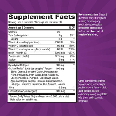 Natures Way Alive! Hair, Skin & Nails Gummies, Collagen & Biotin, Antioxidant Vitamins C & E, Strawberry Flavored, 60 Gummies