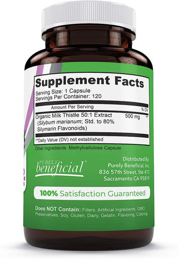 Milk Thistle Capsules- 25,000 MG Strength- 50X Concentrated Seed Extract & 80% Silymarin Standardized- 120 Vegan Pills- Supports Healthy Liver Cleanse & Detoxification, Non-GMO- 4 Month Supply