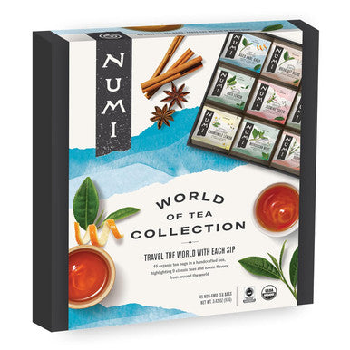 Numi Organic Tea World of Tea Set 45 Tea Bags Fair Trade Black Green Mate Rooibos & Herbal Tea Sampler