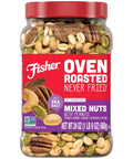 Fisher Oven Roasted Never Fried Deluxe Mixed Nuts 24 Ounces (Pack of 1) Almonds Cashews Pecans Pistachios Healthy Snacks for Adults Made With Sea Salt No Added Oil Trail Mix Gluten