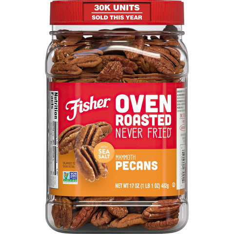 Fisher Oven Roasted Never Fried Mixed Nuts with Peanuts, 24 Ounces | Pack Of 1, Peanuts, Almonds, Cashews, Pistachios, Pecans, Trail Mix, Healthy Snacks For Adults, Made With Sea Salt