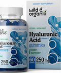 Wild & Organic Hyaluronic Gummies w/Vitamin C - Support Skin Hydration for Glow Reduce Wrinkle & Pigmentation - Pure HA Supplement w/Hair, Nails, Bone & Joint Health Formula - 60 Chews