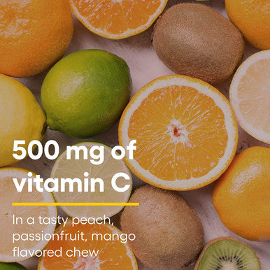 Natural Factors Vitamin C 500 mg Kids Chewable Vegan Peach Passionfruit and Mango 90 Wafers