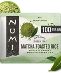 Numi Organic Matcha Toasted Rice Tea, 100 Green Tea Bags, Medium Caffeine