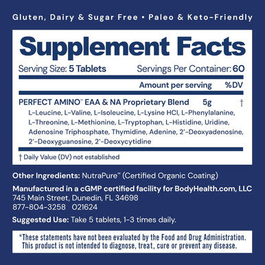 Bodyhealth Perfectamino (300 Ct) Easy To Swallow Coated Tablets And Mixed Berry (60 Serving) Powder