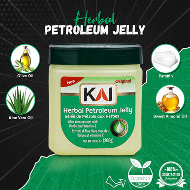 KAI Herbal Petroleum Jelly with Aloe Vera and Vitamin E for Soothing Chapped and Dry Skin Lips Nail Fresh Scent