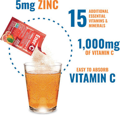 Ener-C Tangerine Grapefruit Multivitamin Drink Mix Powder Vitamin C 1000Mg & Electrolytes - Real Fruit Juice Natural Energy & Immune Support For Women & Men - Non-Gmo Vegan & Gluten - 30 Count