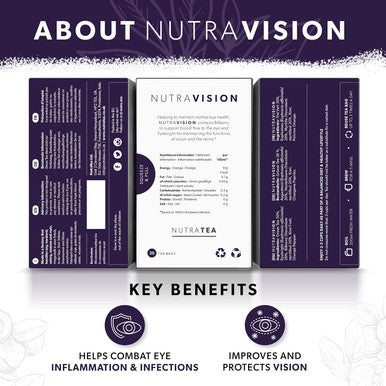Nutra Tea NUTRAVISION - Eye Health Tea Includes Bilberry & Eyebright - For general and age-related eye health - 20 Enveloped Tea Bags - by - Herbal Tea