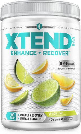 Scivation XTEND EAA + BCAA Powder | Muscle Recovery & Lean Muscle Growth | 9 Essential Amino Acids for Intra Workout or Post Workout Recovery | 10g EAAs Per 2 Servings | Lemon Lime 40 Servings