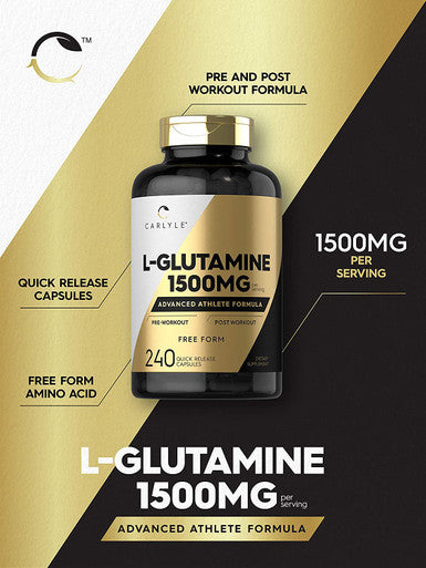 Carlyle L Glutamine Capsules | 1500mg | 240 Count | Non-GMO, Gluten Free Supplement