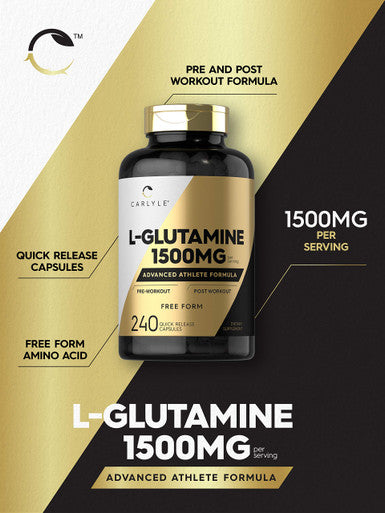 Carlyle L Glutamine Capsules | 1500Mg | 240 Count | Advanced Athlete Formula | Pre And Post Workout | Non-Gmo, Gluten Free Supple
