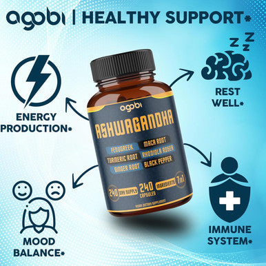 240 Capsules - 8 Month Supply - 7In1 Ashwagandha 8050Mg - Combined With Fenugreek, Maca, Turmeric, Rhodiola, Ginger, And Black Pepper - Mood, Strength, Spirit And Energy Support Supplement