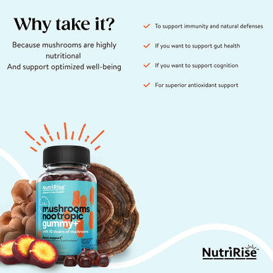 Ultra-Powerful Mushroom Gummies: 2,500 mg Concentrated Blend. Superior Nootropic & Mood Support, Immunity & Metabolism Booster. 10 Mushrooms Including Lions Mane, Turkey Tail, Reishi & More