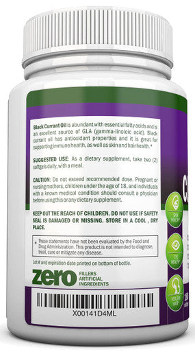 Black Currant Oil - 1000 Mg - 180 Softgels - Cold-Pressed Pure Black Currant Seed Oil - Hexane Free - 140mg GLA - Regulates Hormonal Balance - Great for Immune System, Hair and Skin