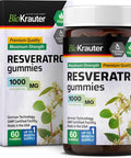 Bio Krauter Resveratrol Gummies - Resveratrol 1000 Mg Supplement - 98% Pure Trans Resveratrol - Antioxidant Support - 60 Vegan Chews