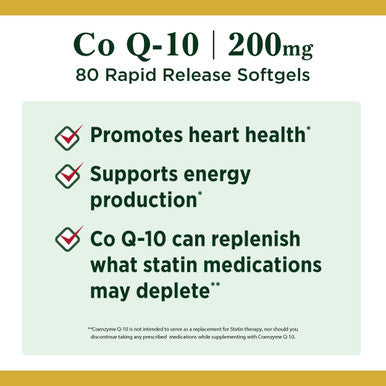 Nature's Bounty Coq10 Dietary Supplement Supports Heart Health 200Mg 80 Softgels
