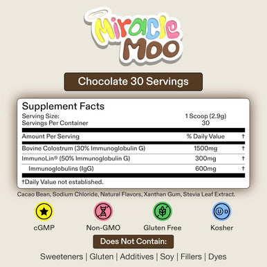 Miracle Moo Colostrum Chocolate + Colostrum Orange Stick Packets (60 Total Servings)