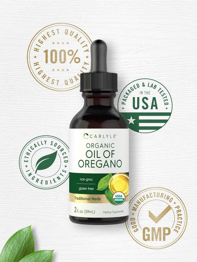 Carlyle Organic Oil of Oregano | 2 fl oz Liquid | Vegan | Non-GMO Gluten Drops