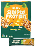 Simply Protein - Dark Chocolate Almond Crispy Bars - Plant Based Protein Bars - Low Carb, Low Sugar, High Fiber - 13g Protein, 2g Sugar, 7g Fiber - Vegan, Gluten Free, Non GMO, Kosher - 32 Bars