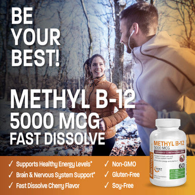Bronson Methyl B12 5000 Mcg Vitamin B12 Methylcobalamin Energy & Brain Support 60 Lozenges