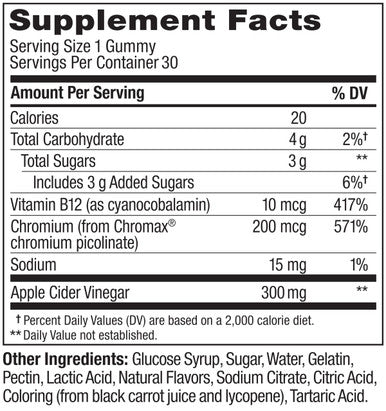 OLLY Metabolism Gummy Rings Apple Cider Vinegar Vitamin B12 Chromium Energy and Digestive Health Chewable Supplement Apple Flavor 30 Count