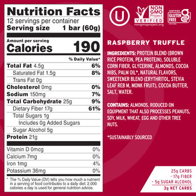 No Cow Bar Raspberry Truffle 1.7 lbs(case of 12) By No Cow Bar