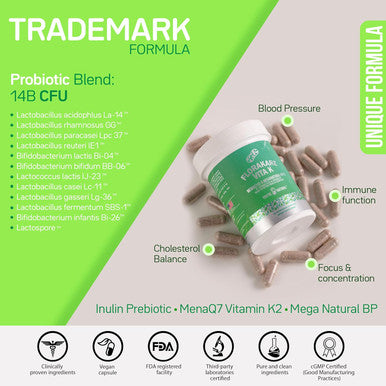 Florakare, Seniors Premium All In One - Bone Health, Blood Flow, Digestive & Gut Support For Women & Men, Vitamin K2, Grape Seed Extract Plus Lactobacillus And 12 Registered Probiotics - 30 Day Supply