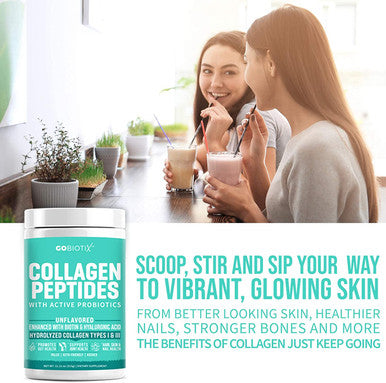Grass Fed Collagen Peptides Powder Supplement Vital Probiotics NonGMO Collagen Powder Type I and III Keto Paleo Gluten Free Kosher Hydrolyzed Protein by GoBiotix Unflavored 30 Servings