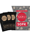 San-J - Organic Gluten Free Tamari Soy Sauce - Made with 100% Whole Soy - Specially Brewed - 1/4 oz. Individual Portioned Packets - 50 Pack