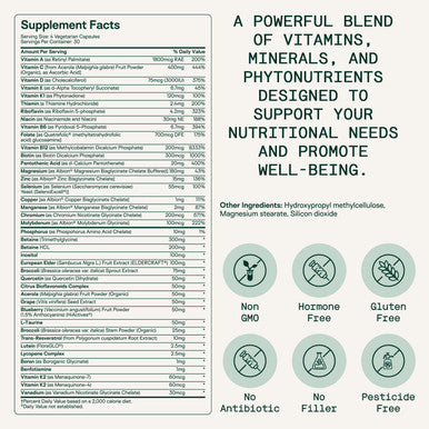 Adapt Naturals Multivitamin For Women & Men, Bioavailable Easy-To-Absorb Multivitamin Daily Supplement With Biotin, Niacin, Vitamin A, B, C, D, E, K1, Zinc, Magnesium Immune Support - 30 Days Supply