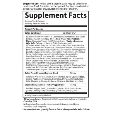 Garden of Life Raw Probiotics Colon Care Shelf Stable - 50 Billion Cfu d Through Expiration - Once Daily - Certified Non-Gmo & Gluten Free - No Refrigeration 30 Vegetarian Capsules