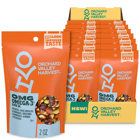 Orchard Valley Harvest Active Snack Pack Mix, 1oz Bags (Variety Pack of 30), Antioxidant Mix, Cranberry Almond Cashew, Omega-3 Trail Mix, Healthy Snacks for Adults and Kids, Gluten Free