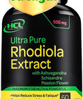 Hcl Herbal Code Labs Rhodiola Rosea Supplement High Potency Extract 500Mg - 3% Rosavins 1% Salidrosides With Ashwagandha Shisandra Passion Flower Herb Powder Capsules - Natural Way To Relieve Stress - Pills For Energy