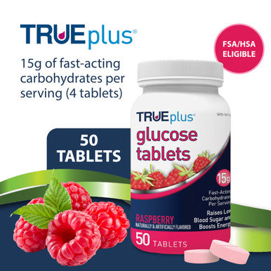 TRUEplus Glucose Tablets Raspberry 50 Tabs By Sunmark