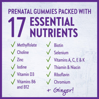 New Chapter Prenatal Multivitamin Gummies 71% Less Sugar, Prenatal Gummies for Mom & Healthy Baby with Prenatal Vitamins Methylfolate, D3, Choline & Ginger, Non-GMO, Gluten Free, Berry Citrus, 90ct