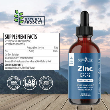 Liquid Zinc Drops For Adults & Kids By Age, Zinc Sulfate For Immune Support, Vegan, Non-Gmo & Gluten Free, 60 Day Supply, 2-Pack