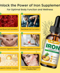 Liquid Iron Supplement For Women Men & Kids Multivitamin Iron Drops With Folate, Vitamin C, B6, B12, Zinc For Anemia, Iron Deficiency, Blood Builder, Energy - Natural Pineapple Flavor, Vegan 4 Fl Oz